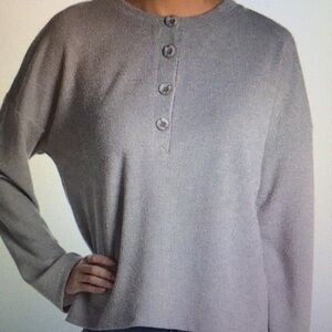 Gibson Look Rib Knit Button Front Henley Sweater - L